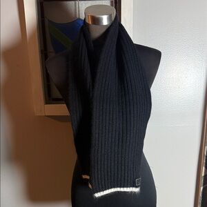 Coach Black Ribbed Knit Scarf Cashmere Angora Blend
